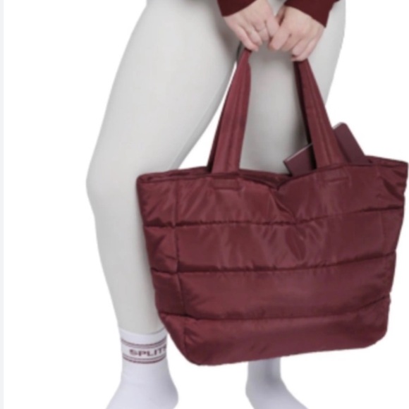 Splits59 Handbags - Splits59 Maroon Puffy Quilted Gym Travel Tote Bag